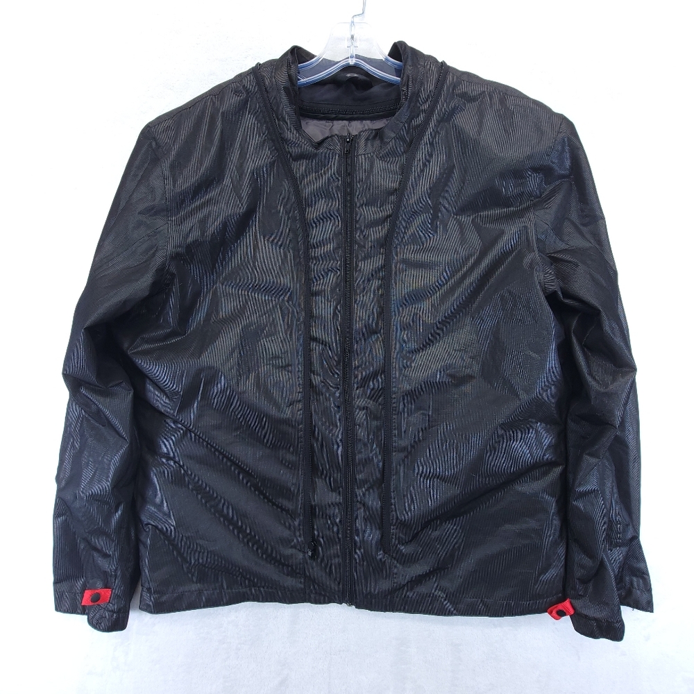 Castle Moto Biker Jacket Mens Size L Black Polyester Full Zip